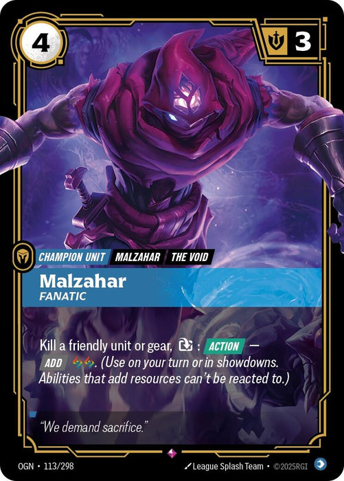 Image for Malzahar - Fanatic (113/298) (Foil) [Origins] - Riftbound: League of Legends Trading Card Game