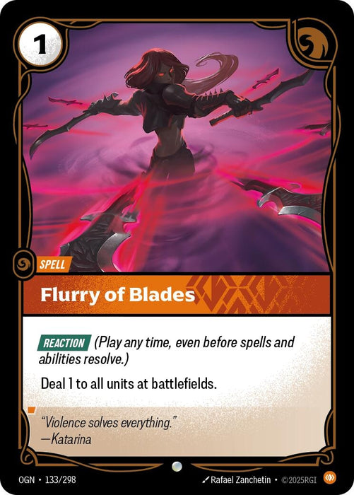 Image for Flurry of Blades (133/298) (Foil) [Origins] - Riftbound: League of Legends Trading Card Game