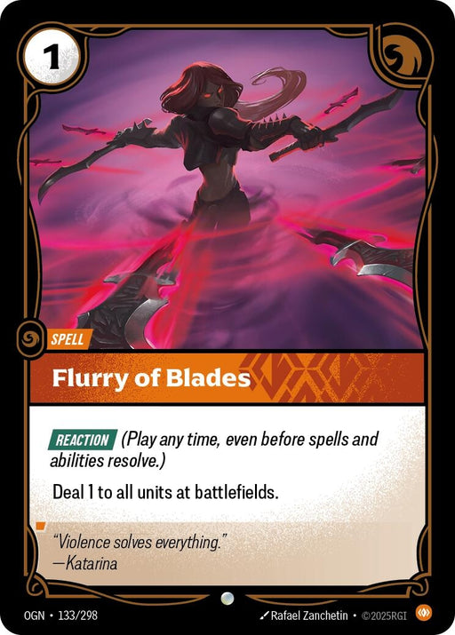 Image for Flurry of Blades (133/298) (Foil) [Origins] - Riftbound: League of Legends Trading Card Game