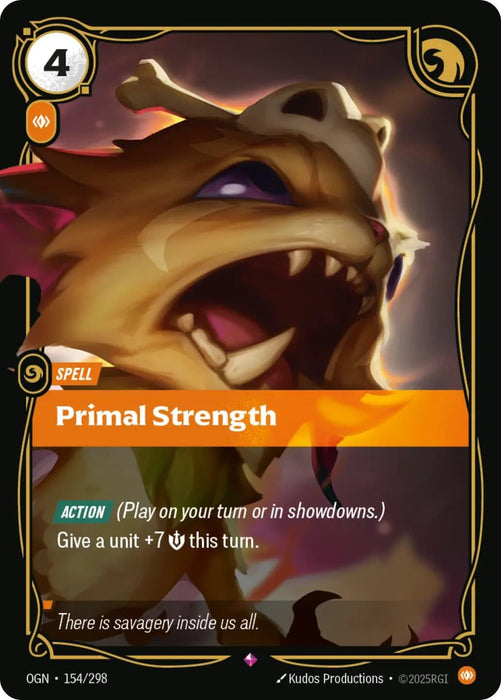Image for Primal Strength (154/298) (Foil) [Origins] - Riftbound: League of Legends Trading Card Game