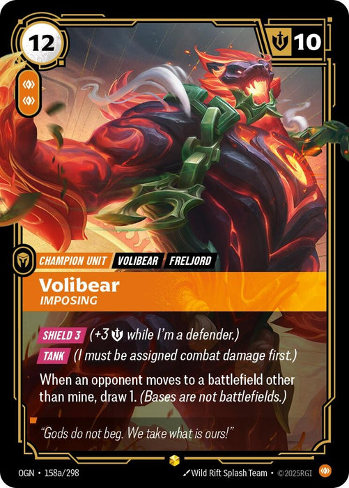 Image for Volibear - Imposing (Alternate Art) (158a/298) (Foil) [Origins] - Riftbound: League of Legends Trading Card Game