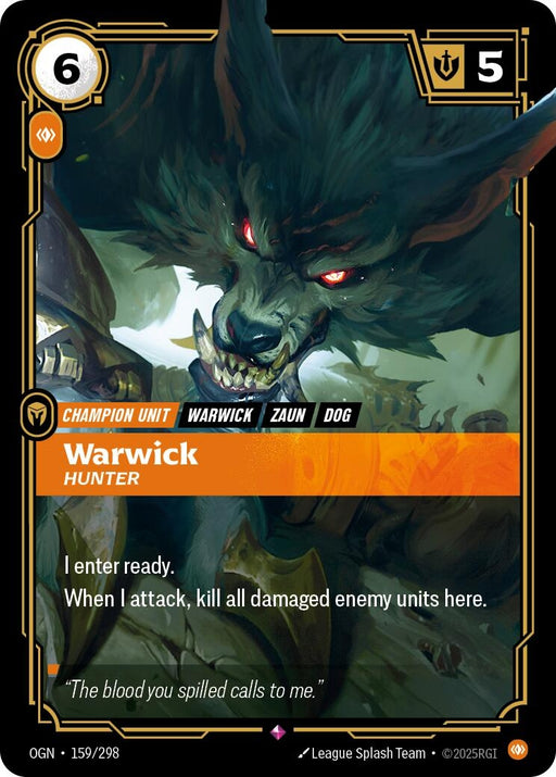 Image for Warwick - Hunter (159/298) (Foil) [Origins] - Riftbound: League of Legends Trading Card Game