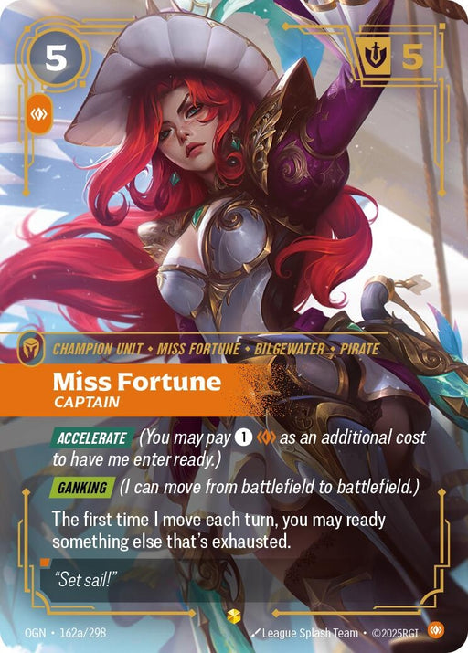 Image for Miss Fortune - Captain (Alternate Art) (162a/298) (Foil) [Origins] - Riftbound: League of Legends Trading Card Game