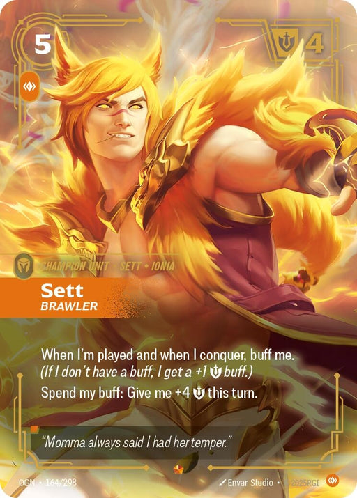Image for Sett - Brawler (164/298) (Foil) [Origins] - Riftbound: League of Legends Trading Card Game