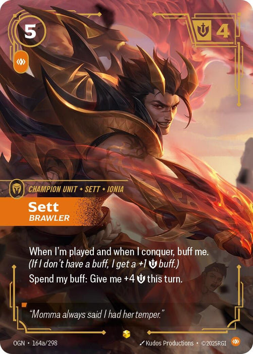 Image for Sett - Brawler (Alternate Art) (164a/298) (Foil) [Origins] - Riftbound: League of Legends Trading Card Game