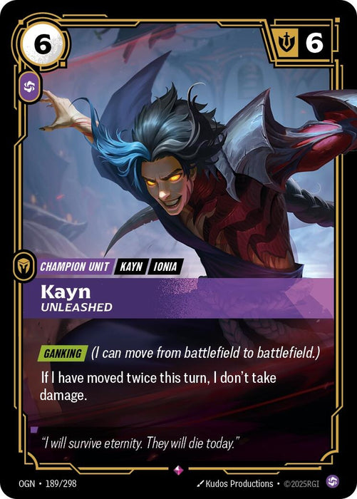 Image for Kayn - Unleashed (189/298) (Foil) [Origins] - Riftbound: League of Legends Trading Card Game
