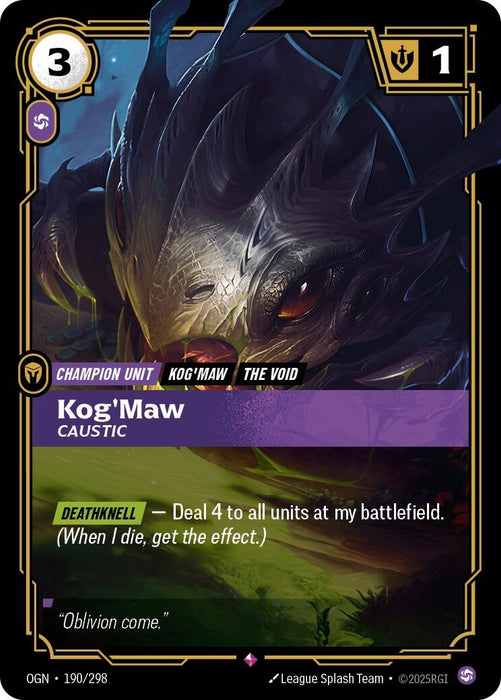 Image for Kog'Maw - Caustic (190/298) (Foil) [Origins] - Riftbound: League of Legends Trading Card Game