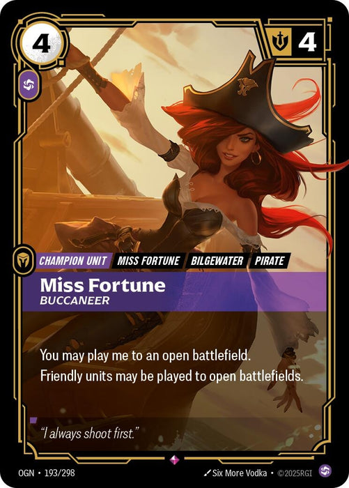 Image for Miss Fortune - Buccaneer (193/298) (Foil) [Origins] - Riftbound: League of Legends Trading Card Game