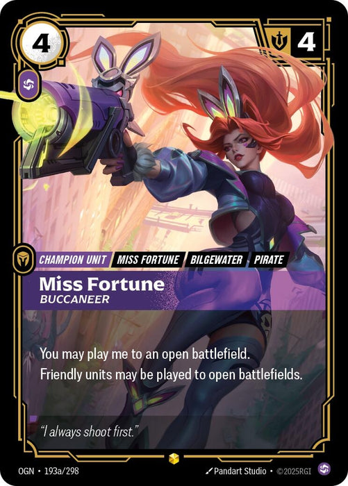 Image for Miss Fortune - Buccaneer (Alternate Art) (193a/298) (Foil) [Origins] - Riftbound: League of Legends Trading Card Game