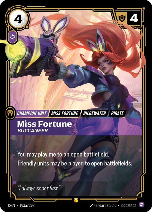 Image for Miss Fortune - Buccaneer (Alternate Art) (193a/298) (Foil) [Origins] - Riftbound: League of Legends Trading Card Game