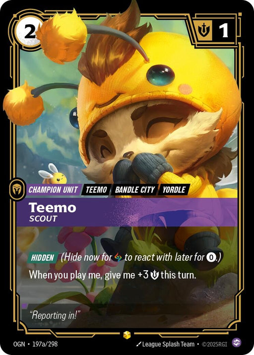 Image for Teemo - Scout (Alternate Art) (197a/298) (Foil) [Origins] - Riftbound: League of Legends Trading Card Game