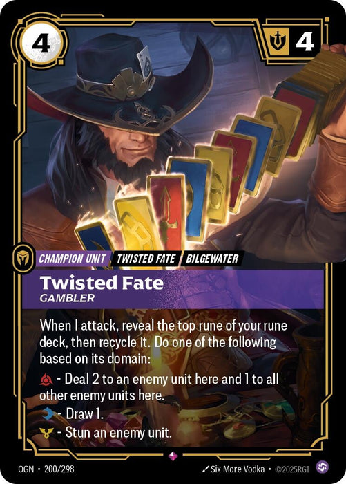 Image for Twisted Fate - Gambler (200/298) (Foil) [Origins] - Riftbound: League of Legends Trading Card Game