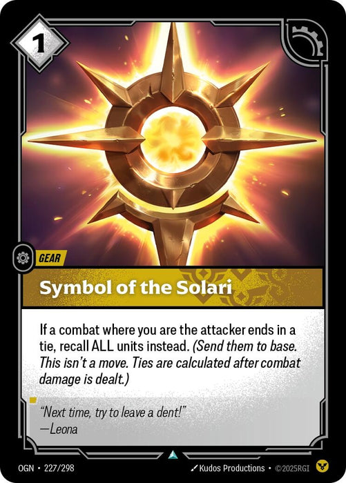 Image for Symbol of the Solari (227/298) (Foil) [Origins] - Riftbound: League of Legends Trading Card Game