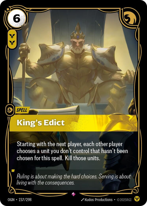 Image for King's Edict (237/298) (Foil) [Origins] - Riftbound: League of Legends Trading Card Game