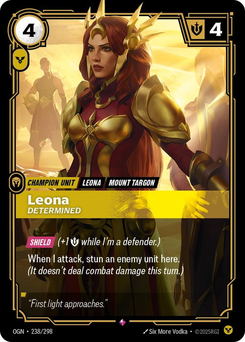 Image for Leona - Determined (238/298) (Foil) [Origins] - Riftbound: League of Legends Trading Card Game