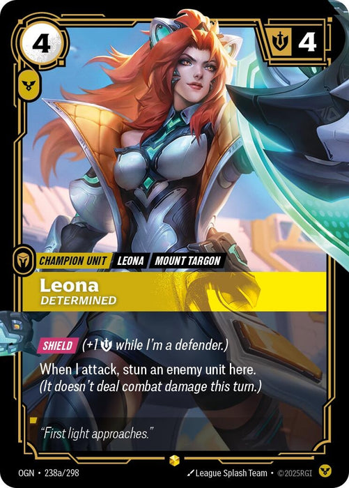 Image for Leona - Determined (Alternate Art) (238a/298) (Foil) [Origins] - Riftbound: League of Legends Trading Card Game