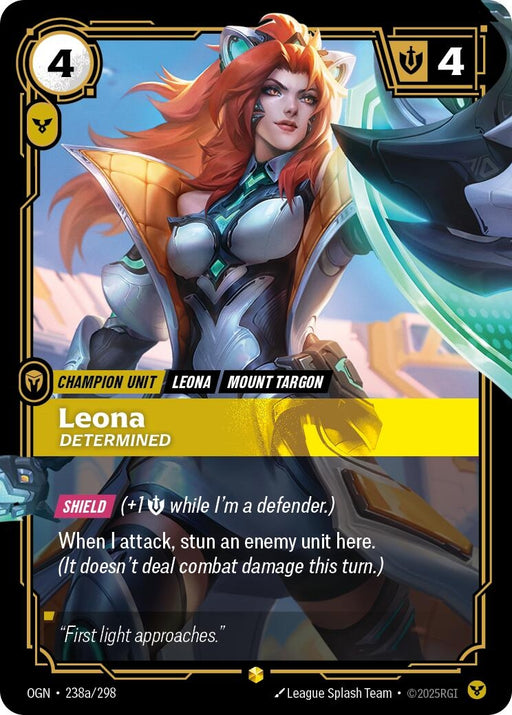 Image for Leona - Determined (Alternate Art) (238a/298) (Foil) [Origins] - Riftbound: League of Legends Trading Card Game