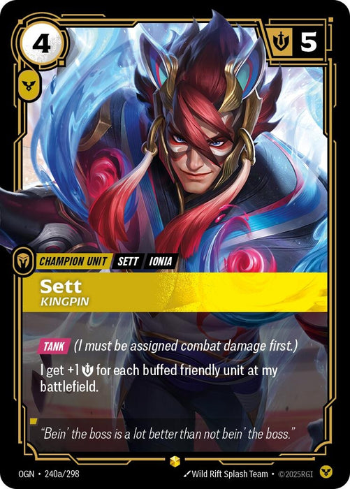 Image for Sett - Kingpin (Alternate Art) (240a/298) (Foil) [Origins] - Riftbound: League of Legends Trading Card Game