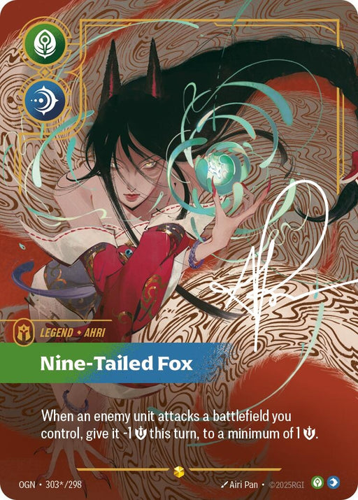 Image for Ahri - Nine-Tailed Fox (Signature) (303*/298) (Foil) [Origins] - Riftbound: League of Legends Trading Card Game