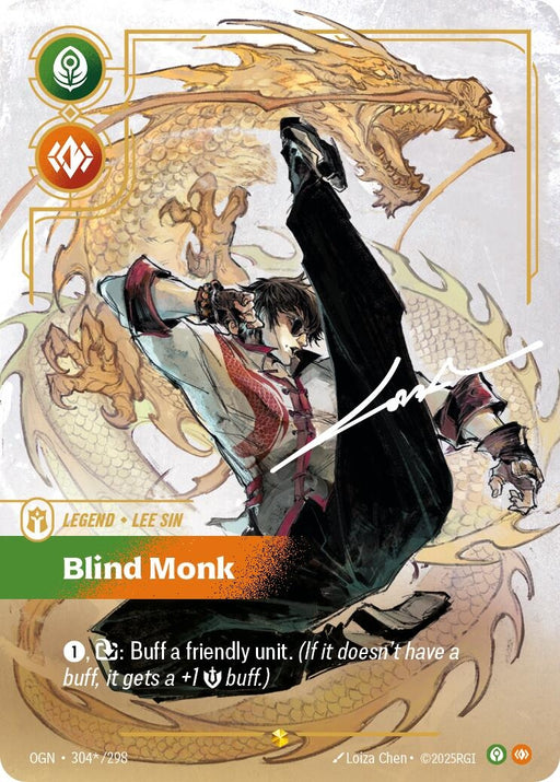 Image for Lee Sin - Blind Monk (Signature) (304*/298) (Foil) [Origins] - Riftbound: League of Legends Trading Card Game