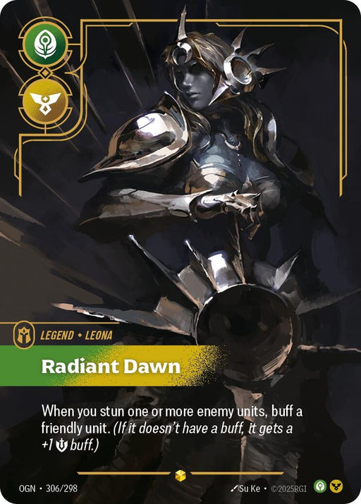 Image for Leona - Radiant Dawn (Overnumbered) (306/298) (Foil) [Origins] - Riftbound: League of Legends Trading Card Game