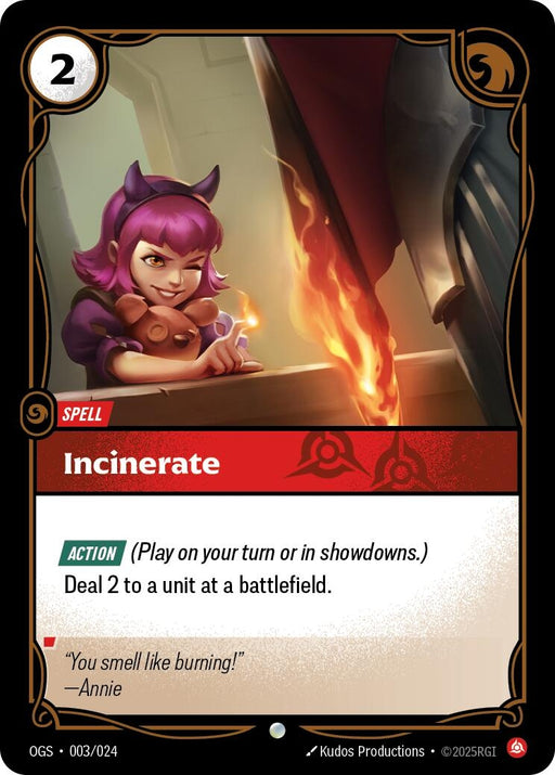 Image for Incinerate (003/024) [Origins: Proving Grounds] - Riftbound: League of Legends Trading Card Game