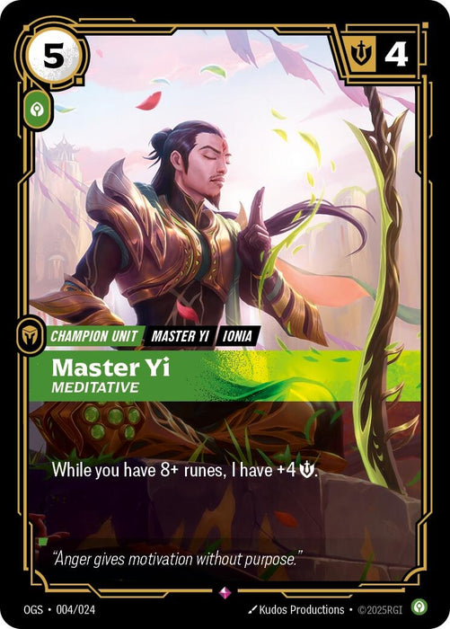 Image for Master Yi - Meditative (004/024) [Origins: Proving Grounds] - Riftbound: League of Legends Trading Card Game