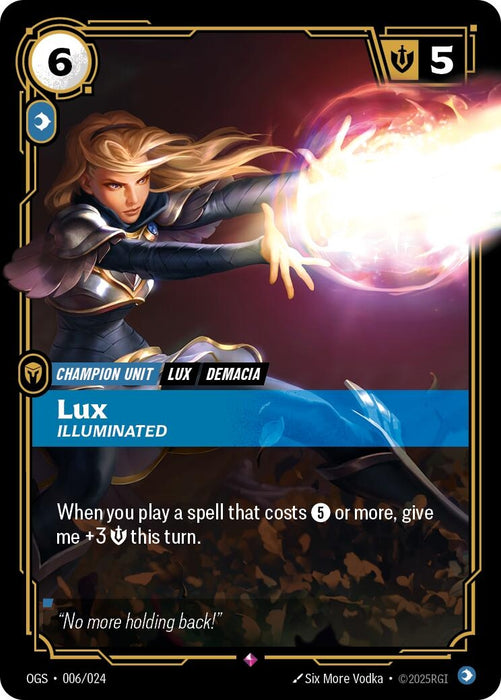 Image for Lux - Illuminated (006/024) [Origins: Proving Grounds] - Riftbound: League of Legends Trading Card Game