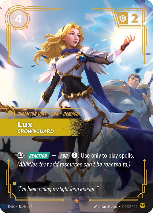 Image for Lux - Crownguard (014/024) [Origins: Proving Grounds] - Riftbound: League of Legends Trading Card Game