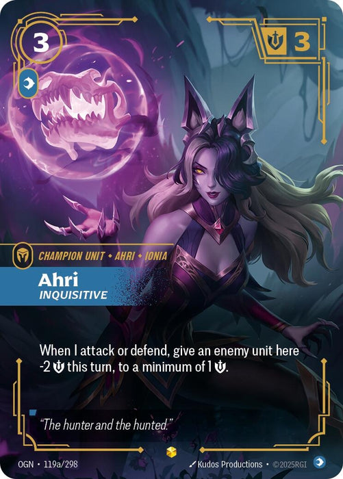 Image for Ahri - Inquisitive (Alternate Art) (119a/298) (Foil) [Origins] - Riftbound: League of Legends Trading Card Game
