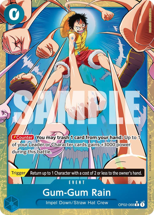 Image for Gum-Gum Rain (Alternate Art) (OP02-068) (Foil) [Premium Booster -The Best- Vol. 2] - One Piece Card Game