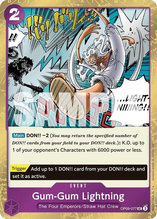 Image for Gum-Gum Lightning (Pirate Foil) (OP09-077) (Foil) [Premium Booster -The Best- Vol. 2] - One Piece Card Game