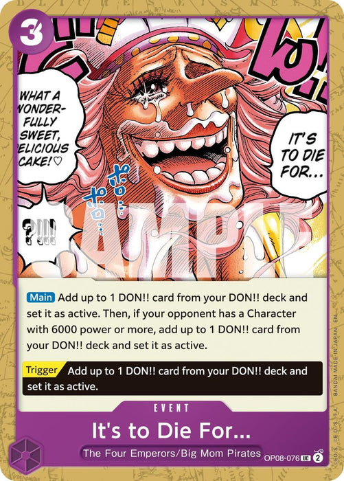 Image for It's to Die For (Reprint) (OP08-076) [Premium Booster -The Best- Vol. 2] - One Piece Card Game