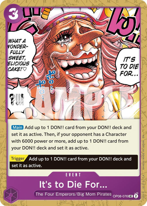 Image for It's to Die For (Reprint) (OP08-076) [Premium Booster -The Best- Vol. 2] - One Piece Card Game