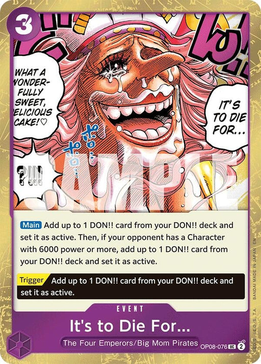 Image for It's to Die For (Pirate Foil) (OP08-076) (Foil) [Premium Booster -The Best- Vol. 2] - One Piece Card Game