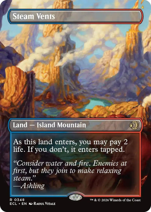 Image for Steam Vents (Borderless) (348) (Foil) [Lorwyn Eclipsed] - Magic: The Gathering