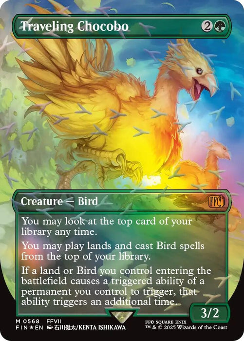 Image for Traveling Chocobo (Borderless) (Chocobo Track Foil) (568) (Foil) [FINAL FANTASY] - Magic: The Gathering