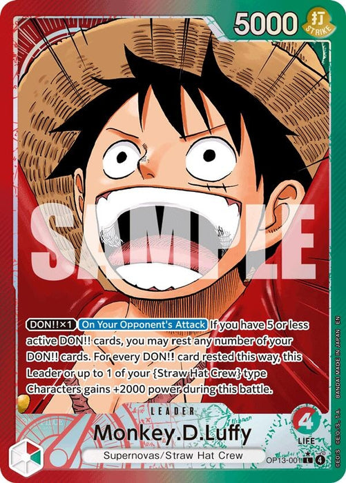 Monkey.D.Luffy (001) (Alternate Art) (OP13-001) (Foil) [Carrying On His Will]