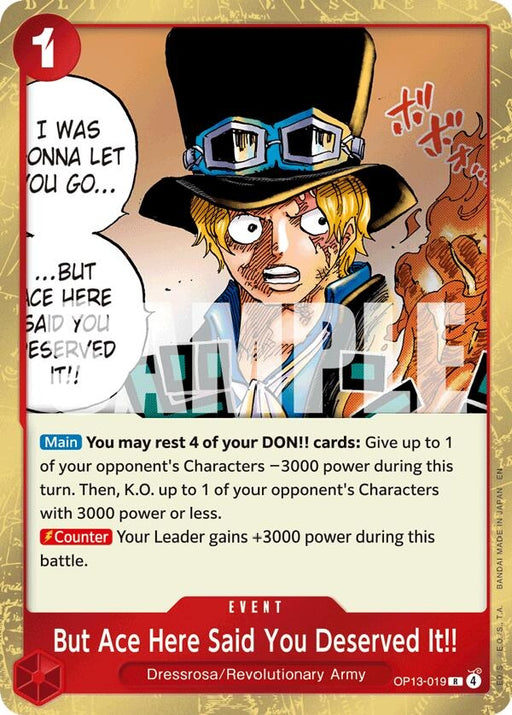 Image for But Ace Here Said You Deserved It!! (OP13-019) (Foil) [Carrying On His Will] - One Piece Card Game