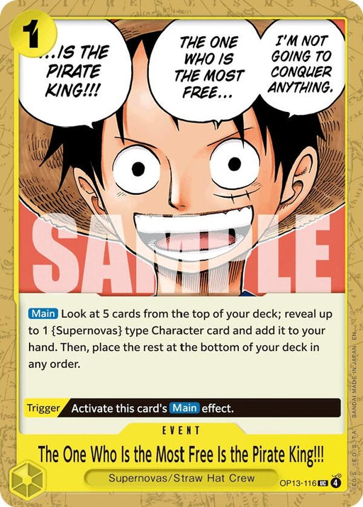 Image for The One Who Is the Most Free Is the Pirate King!!! (OP13-116) [Carrying On His Will] - One Piece Card Game