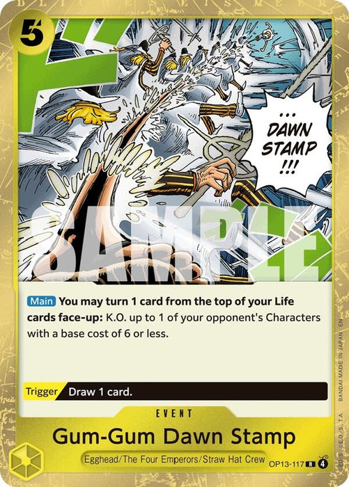 Image for Gum-Gum Dawn Stamp (OP13-117) (Foil) [Carrying On His Will] - One Piece Card Game
