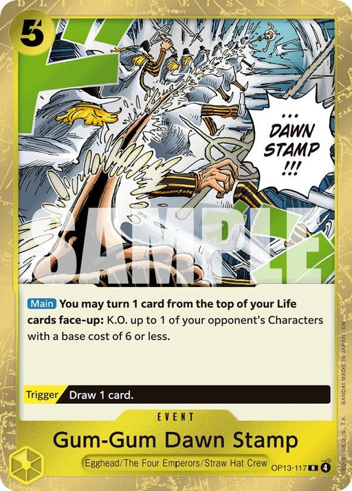 Image for Gum-Gum Dawn Stamp (OP13-117) (Foil) [Carrying On His Will] - One Piece Card Game