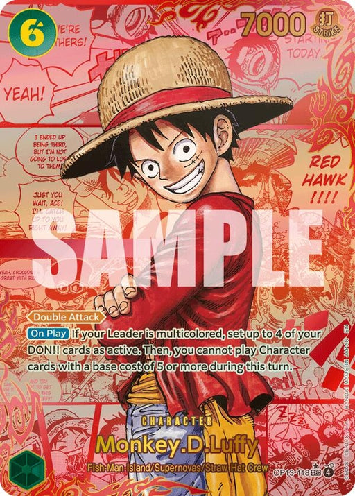 Image for Monkey.D.Luffy (118) (Red Super Alternate Art) (OP13-118) (Foil) [Carrying On His Will] - One Piece Card Game