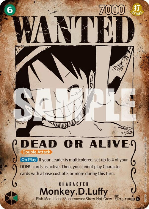 Monkey.D.Luffy (118) (Wanted Poster) (OP13-118) (Foil) [Carrying On His Will]