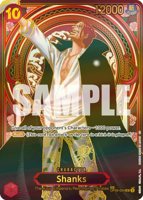 Image for Shanks - OP09-004 (SP) (Gold) (OP09-004) (Foil) [Carrying On His Will] - One Piece Card Game