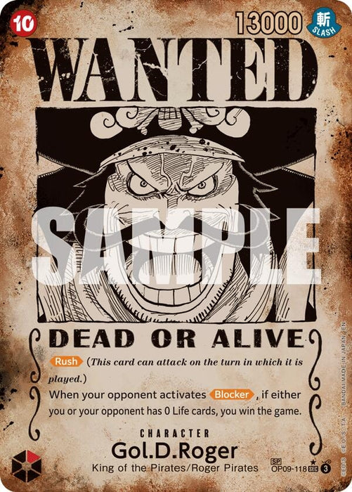 Image for Gol.D.Roger - OP09-118 (SP) (Wanted Poster) (OP09-118) (Foil) [Carrying On His Will] - One Piece Card Game