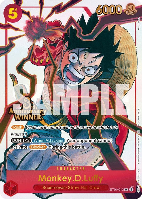 Monkey.D.Luffy - ST01-012 (3rd Anniversary Winner) (ST01-012) (Foil) [One Piece Promotion Cards]