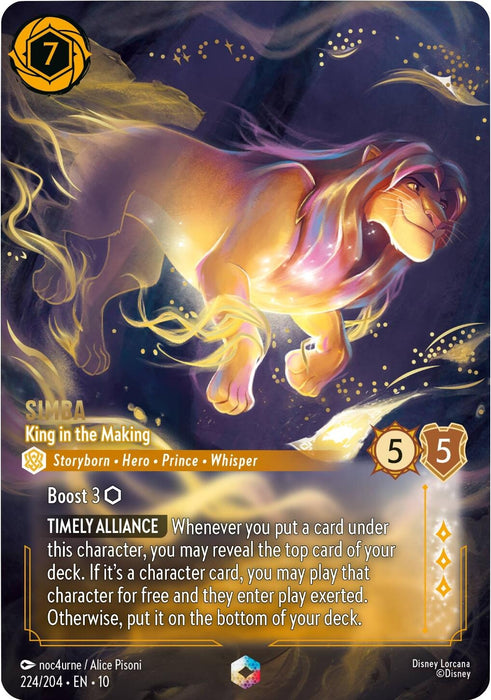 Image for Simba - King in the Making (Enchanted) (224/204) (Holofoil) [Whispers in the Well] - Disney Lorcana