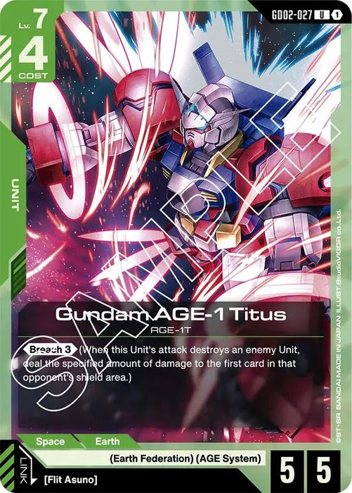 Image for Gundam AGE-1 Titus (GD02-027) (GD02-027) [Dual Impact] - Gundam Card Game