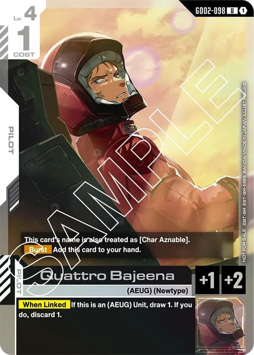 Image for Quattro Bajeena (Store Tournament Participant Pack 02) (GD02-098) (Holofoil) [Gundam Promotional Cards] - Gundam Card Game